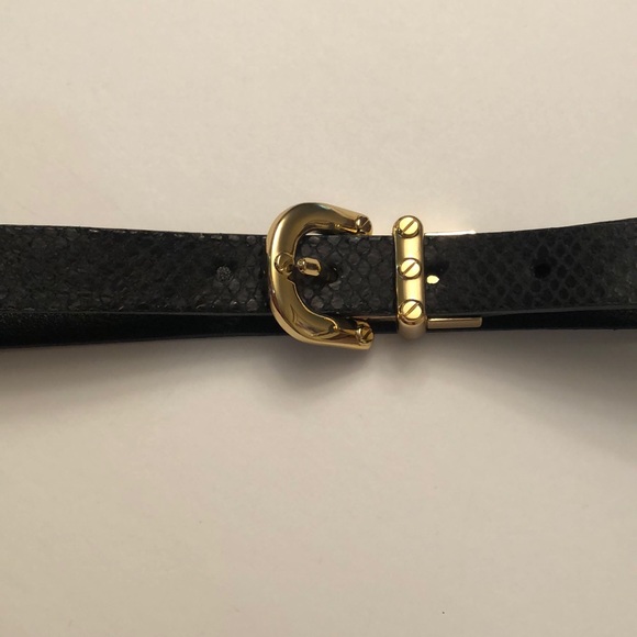 Michael Kors black leather belt/w gold buckle
